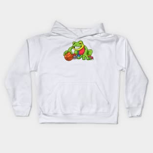 Frog at Sports with Basketball Kids Hoodie